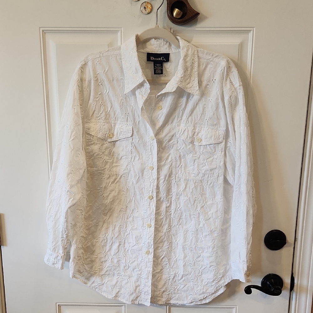 Denim&Co White Textured Shirt